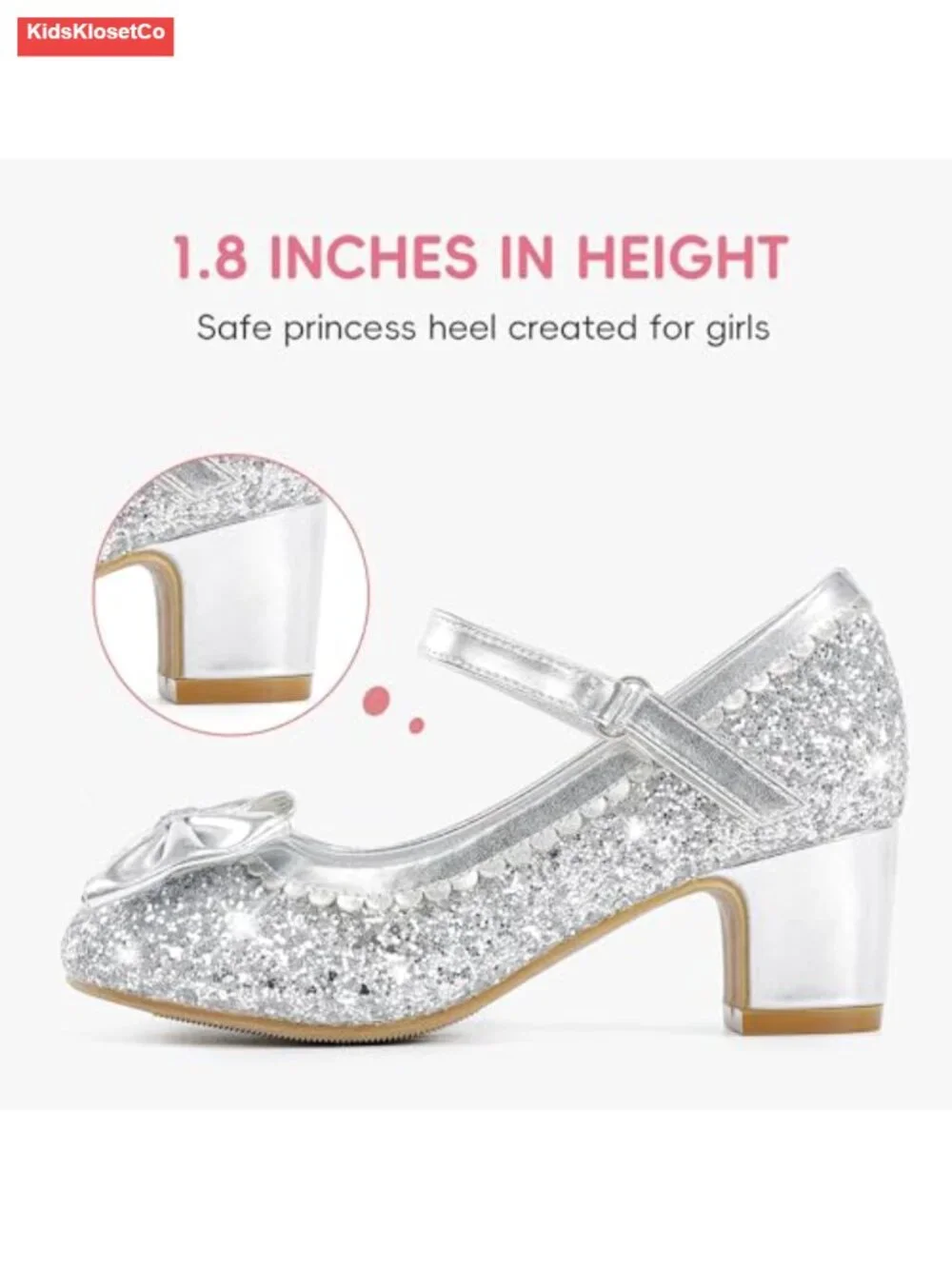 Sparkly Sequins Girls Dress Shoes Low Heel Bow Toddler Little Big Kid Party